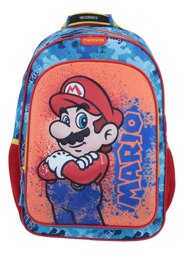 Mochila Grande Mario Splash Azul Termoformado 3d