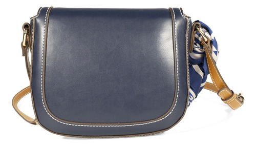 Bolso Crossbody Cloe Para Mujer Chico Con Mascada Marino Color Azul marino