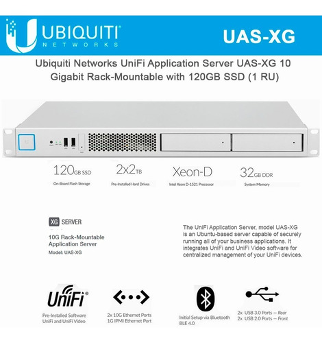 Imagem 1 de 4 de Ubiquiti Uas-xg-br Unifi Server 10g Rack-mountable 1u Nfe