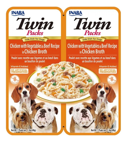 Snack Perro Twin Pollo Con Vegetales Y Carne 80grx6pack