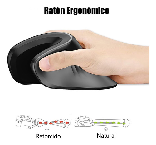 Ratón Inalámbrico Vertical Ergonómico Silencioso Bluetooth