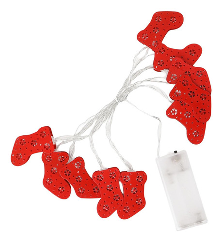 Cadena De Calcetines De Navidad Rojos Adorno 10 Led Para