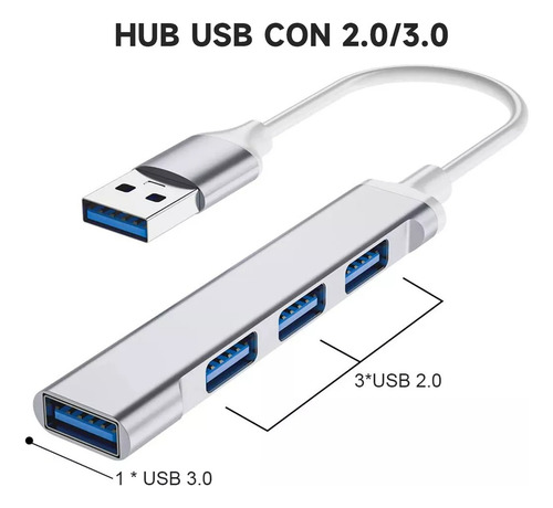 Hub Adaptador Multi-puerto Delgado De 4 Puertos Usb 3.0