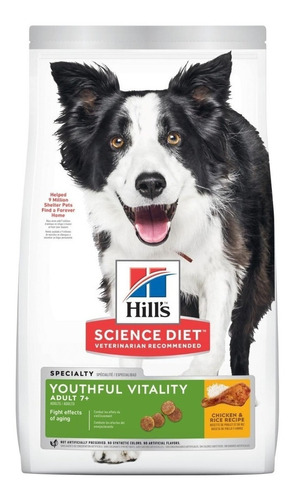 Alimento Hill's Science Diet Youthful Vitality Adult 7+ para perro adulto de raza  mini y pequeña sabor pollo y arroz en bolsa de 1.58kg