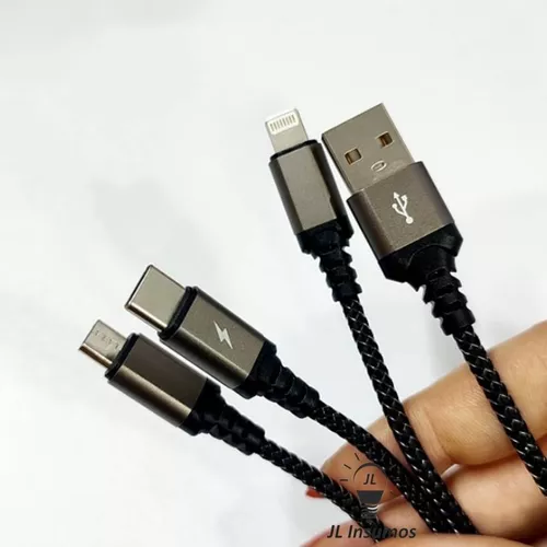 Cable Cargador Celular 3x1 Tipo C + V + Para iPhone T-xs6