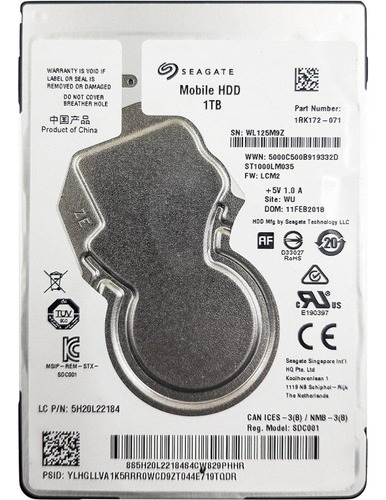 Hd Seagate 1tb 128mb Sata3 6gbps 2.5 Pol =st1000lm035 (Recondicionado)