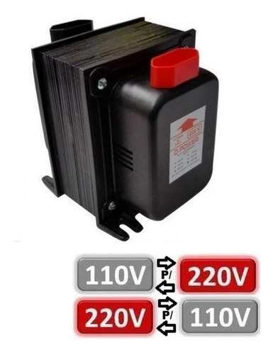 Auto Transformador 1000 Watts Bivolt 110 P/ 220 E 220 P/ 110 Preto
