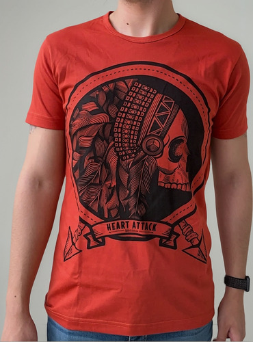 Playera Indian Skull Marca Heart Attack