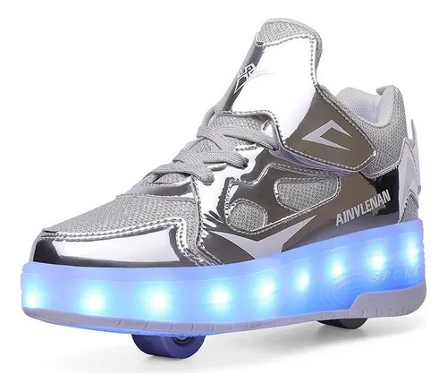 comprar Tenis Patin Led Con 2 Ruedas. Zapato Patin Luces Carga Usb