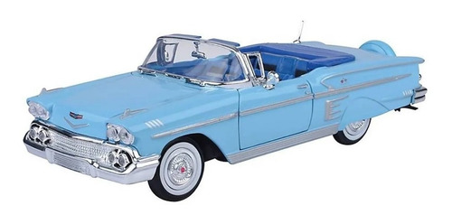 Chevrolet Impala 1958 Escala 1:24 Motor Max Celeste