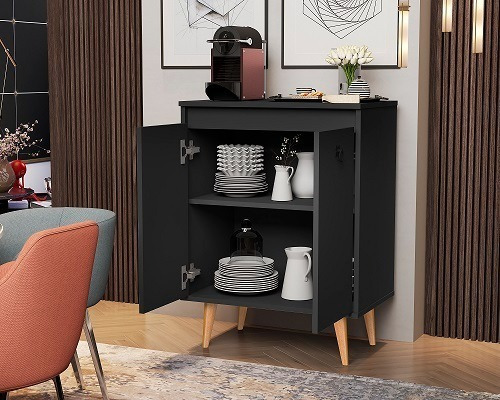 Cantinho Do/café/dream/classic Pé Palito Balcão Buffet Cor Preto