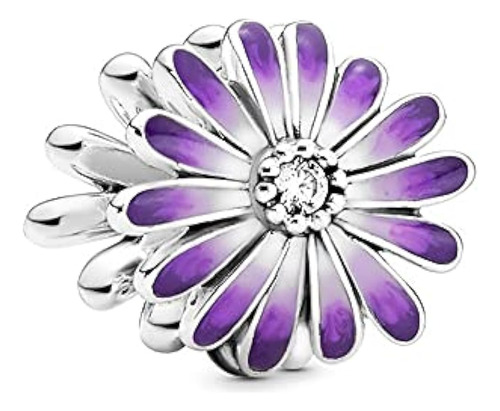 Ez Tuxedo Purple Daisy Charms 925 Sterling Silver Flower Bea