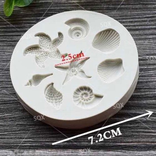 Imagen 2 de 2 de Molde Silicón Fondant/ Resina/ Caracoles Y Estrellas De Mar