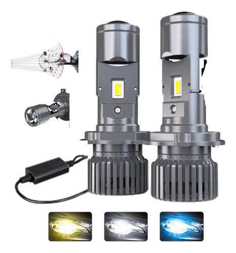 9007 Led Lupa Mini Proyector Plug & Play 9600 Lum Auto Hb5