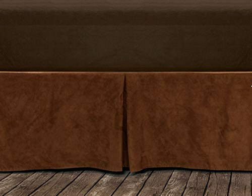 Faldón Cama Faux Suede Cobre, 18  Drop, Marrón Sólido