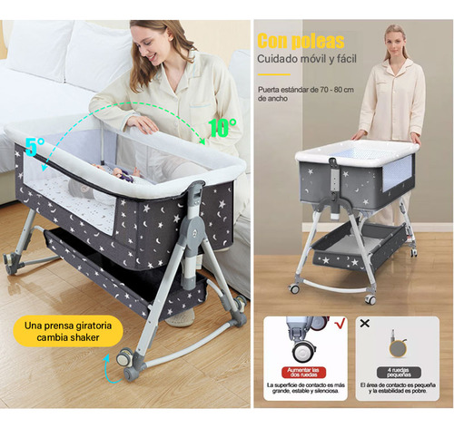 Cuna Corral Bebe Colecho Plegable Con Mosquitero Y Ruedas8accessories +7modoscon Cambiadoralta Calidad Plush Frame Edge