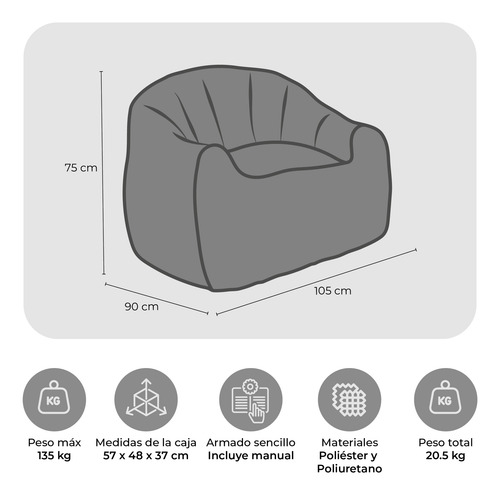 Sillón Pouf / Puff Relan Zilo De Sherpa Con Relleno