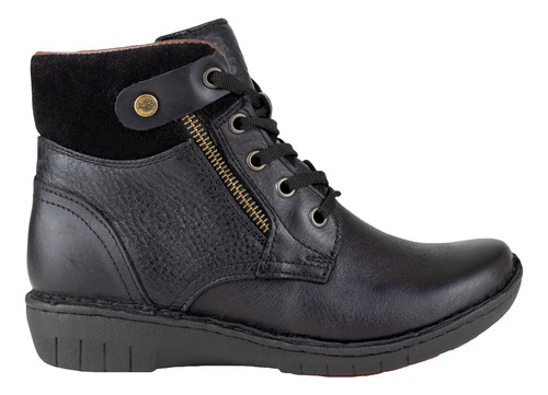 Botin De Piel Negro Mujer Outdoor Lobo Solo 5842 Tejida 