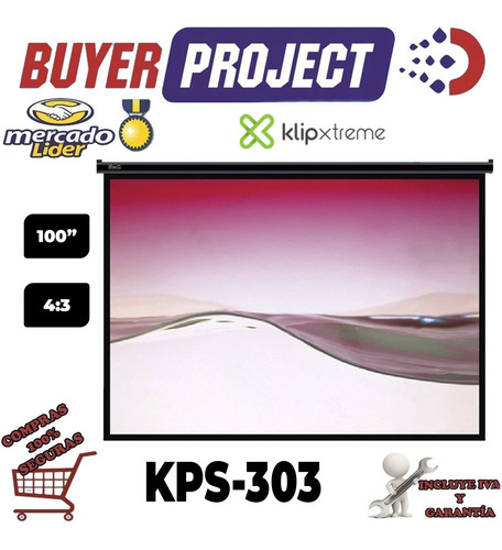Imagen 2 de 6 de Pantalla De Proyeccion Kps-303 200x150cm 100'' Manual Plega.