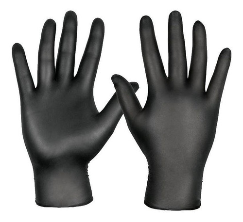 Guantes De Nitrilo Negro Caja Por 50 Pares Talle M 