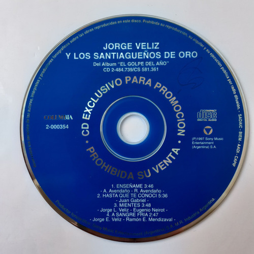 Cd Original Promo -jorge Veliz Y Los Santiagueños De Oro