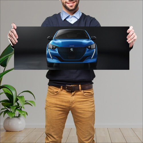 Cuadro Grande 30x80 Cm Auto 2019 Peugeot E 208 Gt Frente