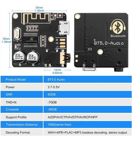 Modulo Receptor Audio Bluetooth 5.0 Vhm-314