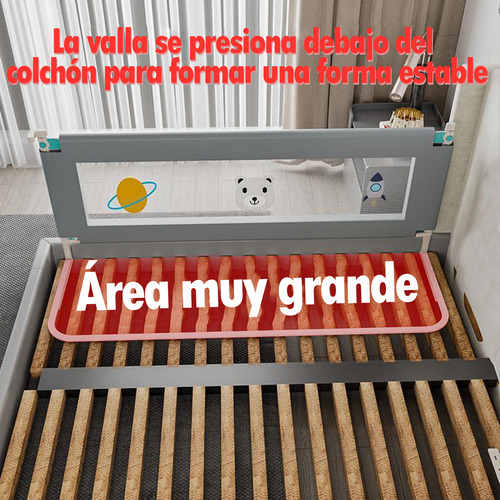 No Nece Taladrar Barandal Cama,protector Cama Para Bebe 1.9m