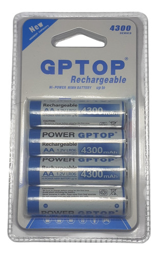 Pack X4 Unidades Pilas Recargables Doble Aa 4300 Mah Gptop