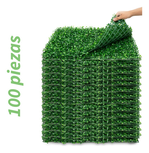 Muro Verde Follaje Artificial Jardin Interior Exterior 100pz