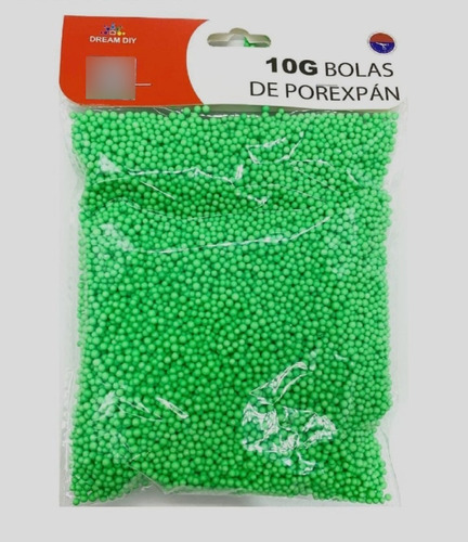 Bolas De Poliestireno Color Verde De 2-3 Mm 10g