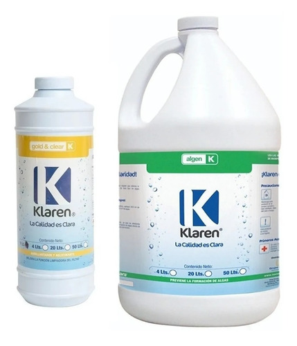 Algen Algicida 4 Lts + Gold & Clear 1 Lts Para Albercas