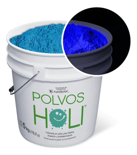 Cubeta Polvo Holi 5kg Colores Neon Glow Carreras Evento 1pz Color Azul