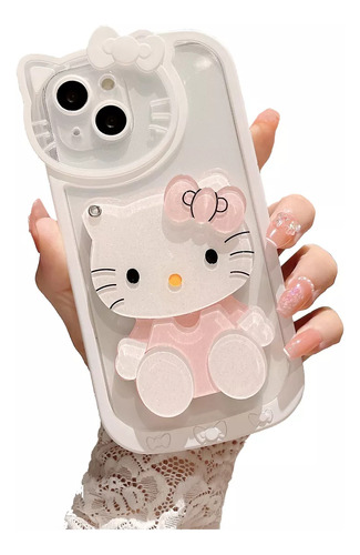 Para iPhone Funda,mirror+silicone Phone Case Gatito Kawaii