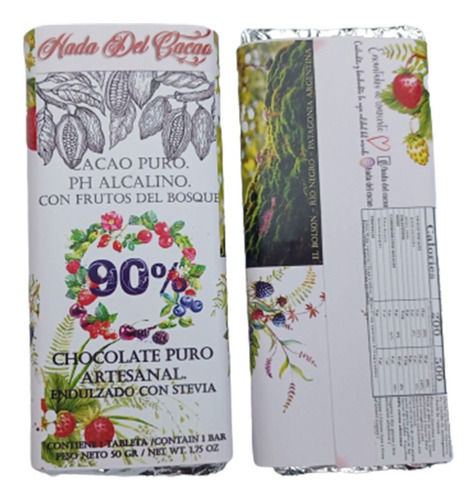 Imagen 1 de 3 de Tableta D Chocolate 90% Cacao Africano Con Frutos Del Bosque