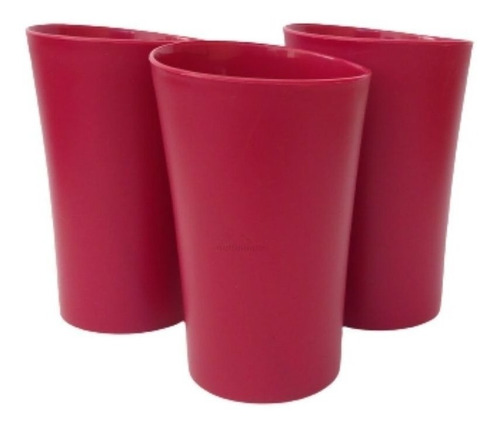 Kit 03 Copos Plastico Duro Resistente Bebidas 400ml Vermelho