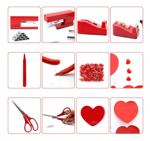 Accesorios De Escritorio En Rojo, Suministros De Oficina En