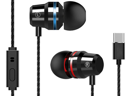 Auriculares Stereo In Ear Manos Libres Usb-c Tipo C Usbc ® Color Negro