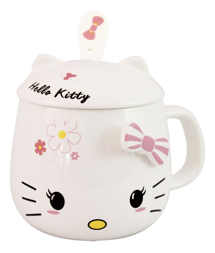 Taza De Ceramica Tapa Y Cuchara 400 Ml Hello Kitty B-972