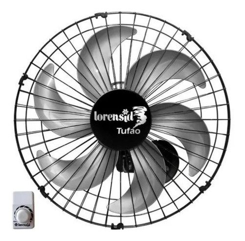 Ventilador de parede Loren Sid Tufão 50 M2 preto com 6 pás cor  prateado, 50 cm de diâmetro 127 V/220 V