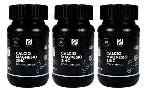 Natural Nutrition X3 Calcio Magnesio Zinc D3 Suplemento 6c Sabor Ca Mg Zn D3