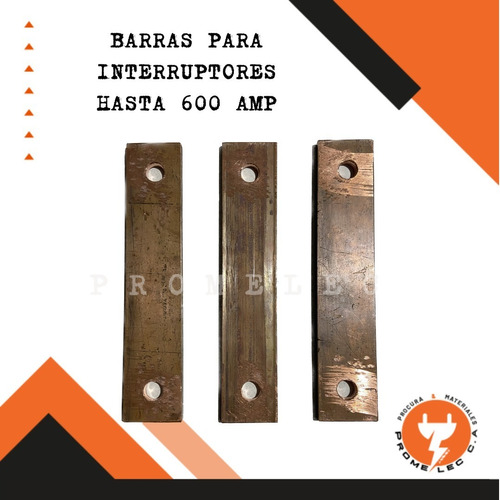 Juego De 3 Barras De Cobre Para Interruptores Hasta 600 Amp