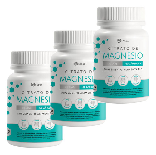 Pack 3 Citratos De Magnesio Salux - Envio Gratis 