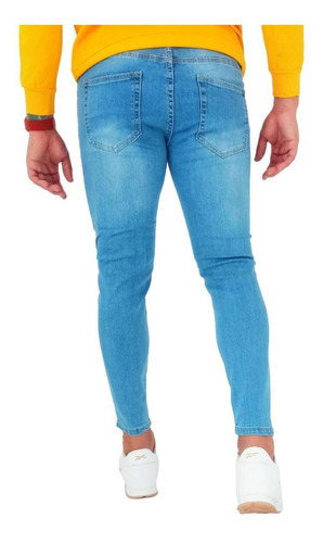 Imagen 3 de 3 de Jeans Destroyed Super Slim Fit Ankle Fit Celeste