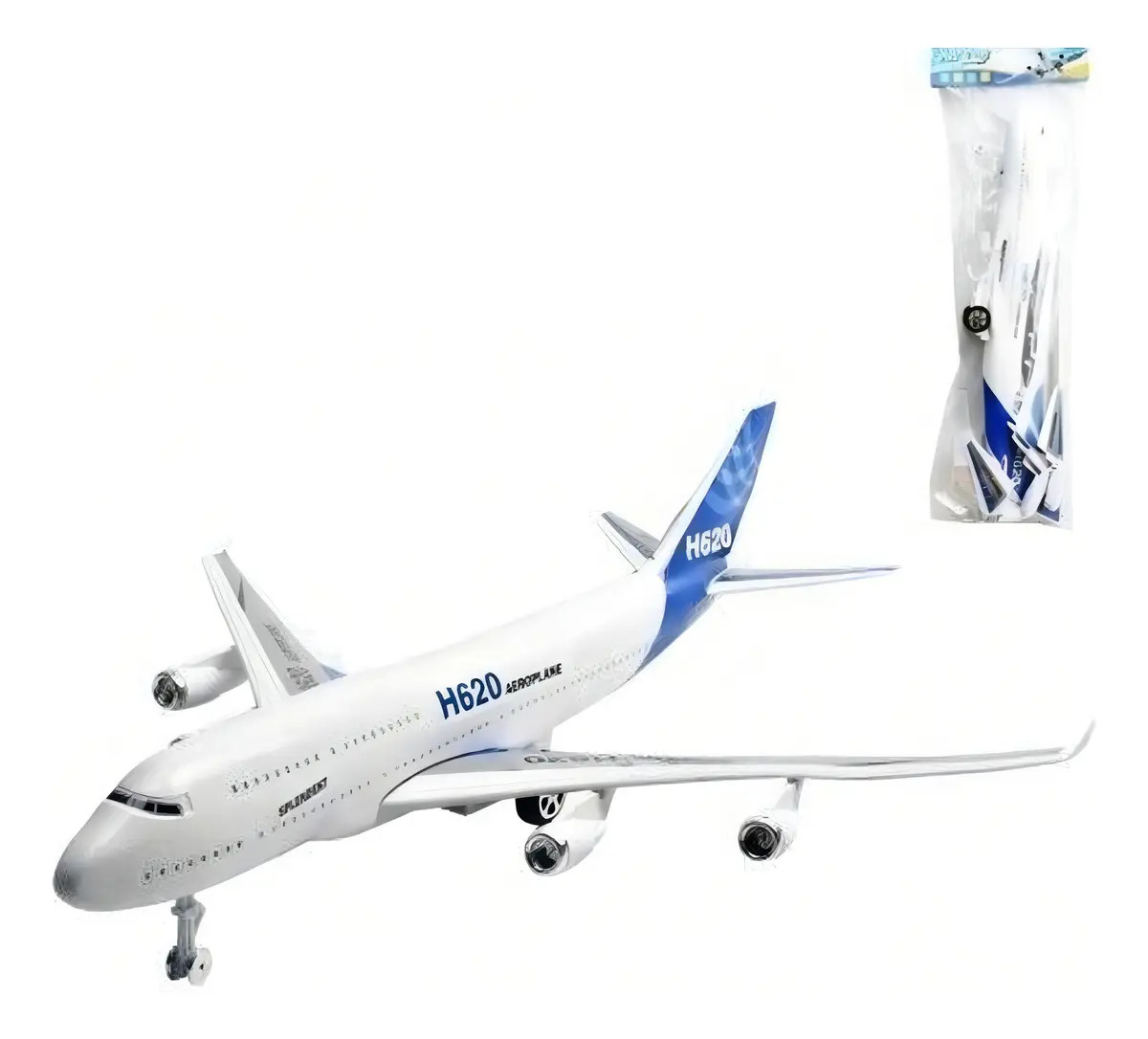 Avião Brinquedo Fricção Luz Som Ark Toys H620 Branco 40cm