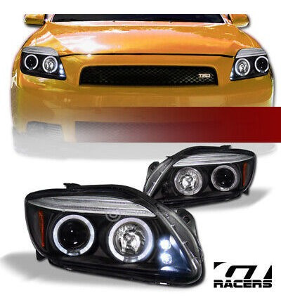 For 2004-2010 Scion Tc Black Led Halo Projector Headligh Gt2