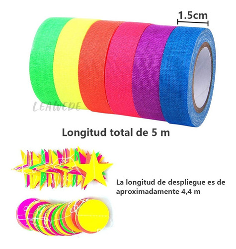 Tela Fluorescente Cinta Neón Gaffer Decoración De La 91pzs