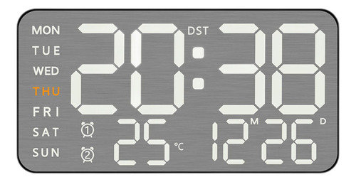 Reloj De Pared Digital Con Indicador De Fecha Y Concha Negra