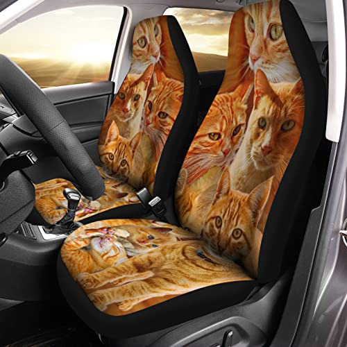 Juego De 2 Fundas De Asiento De Coche Estampado De Gato...