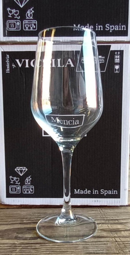 6 Copas De Vino Mencia 440ml Vidrio Templado Españolas